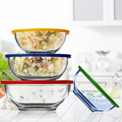 Nutrichef Space-saving 4 Piece Mixing Bowl Set In Clear