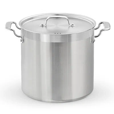 Nutrichef Stainless Steel Stock Pot With Lid In Stainless Steel;silver