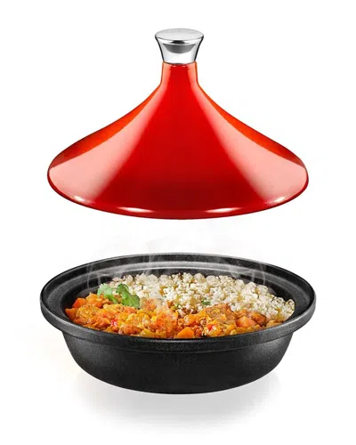 Nutrichef Tajine Pot With Red Enamel Coating