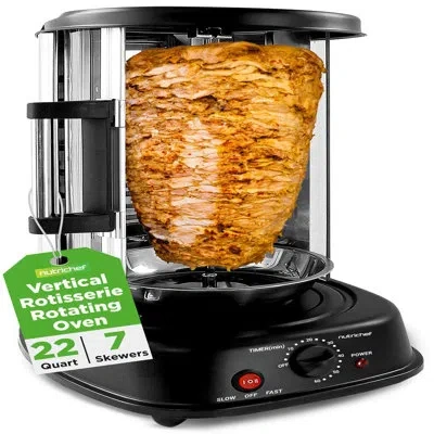 Nutrichef Vertical Rotating Shawarma Oven - Rotisserie, Shawarma, & Kebab Machine - Stain-resistant, Energy-ef