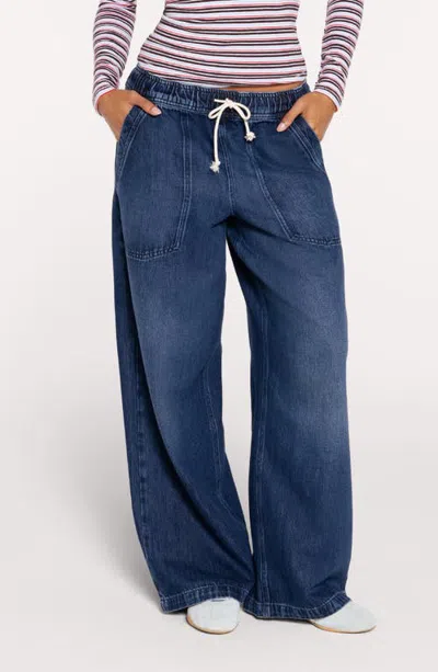 Nuuds Baggy Drawstring Waist Jeans In Blue