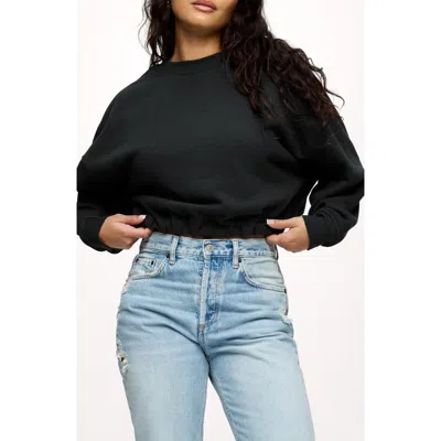 Nuuds Cinch Waist Fleece Sweatshirt In Black