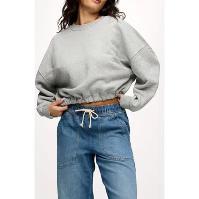 Nuuds Cinch Waist Fleece Sweatshirt In Gray