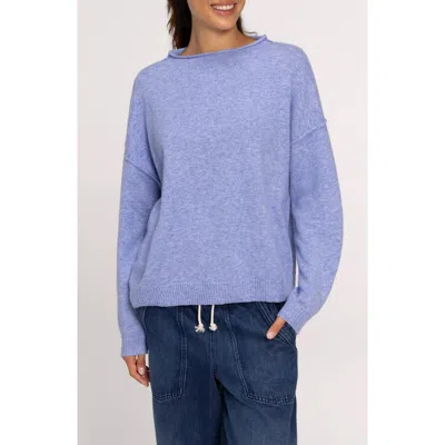 Nuuds Cozy Knit Mock Neck Sweater In Heather Bluebonnet