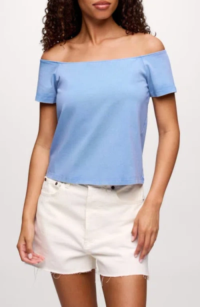 Nuuds Ease Off The Shoulder Top In Blue
