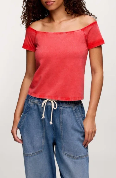 Nuuds Ease Off The Shoulder Top In Red