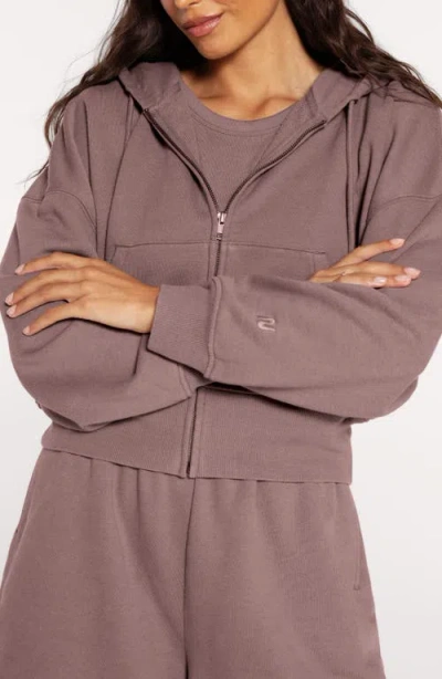 Nuuds Front Zip Crop Hoodie In Pink