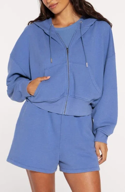 Nuuds Front Zip Crop Hoodie In Blue