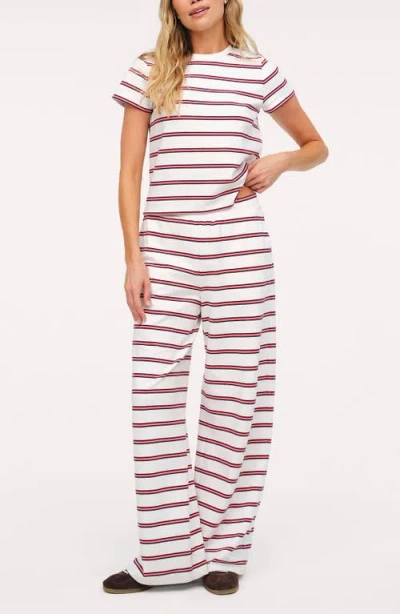 Nuuds Golden Hour Stripe Stretch Cotton Top & Pants Set In White