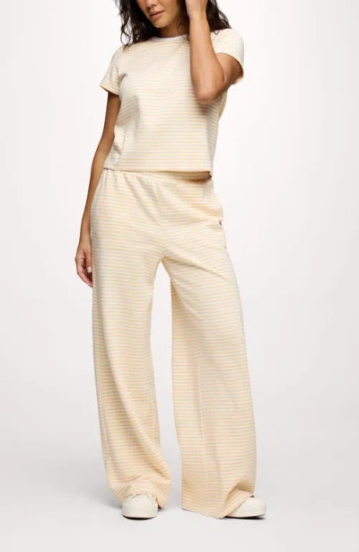 Nuuds Golden Hour Stripe Stretch Cotton Top & Pants Set In Neutral