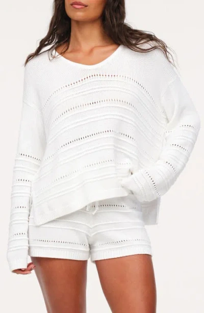Nuuds Marine V-neck Cotton Sweater In White