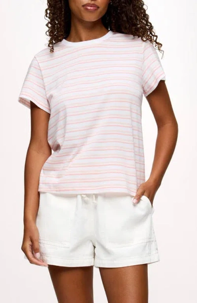 Nuuds Perfect Stripe Cotton Jersey Blend T-shirt In Pink