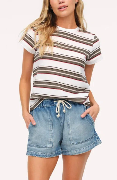 Nuuds Perfect Stripe Cotton Jersey Blend T-shirt In White