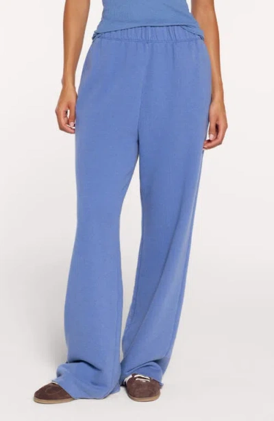 Nuuds Raw Hem Wide Leg Sweatpants In Dutch Blue