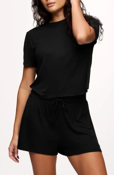 Nuuds Rib Pajama Short Set In Black