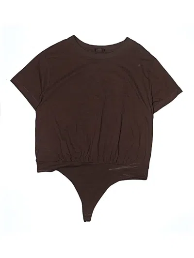 Pre-owned Nuuds Short Sleeve Top Brown Scoop Neck Tops