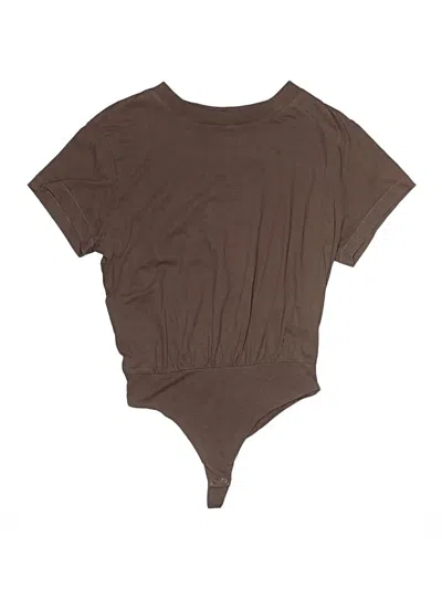 Pre-owned Nuuds Short Sleeve Top Brown Scoop Neck Tops