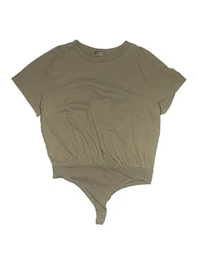 Pre-owned Nuuds Short Sleeve Top Green Keyhole Neckline Tops