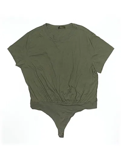 Pre-owned Nuuds Short Sleeve Top Green Scoop Neck Tops