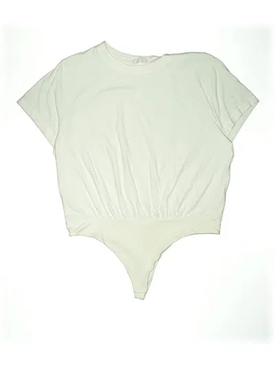 Pre-owned Nuuds Short Sleeve Top Ivory Keyhole Neckline Tops In White