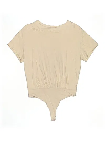 Pre-owned Nuuds Short Sleeve Top Tan Boatneck Tops In Brown