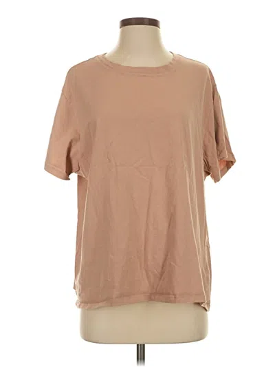 Pre-owned Nuuds Short Sleeve Top Tan Crew Neck Tops