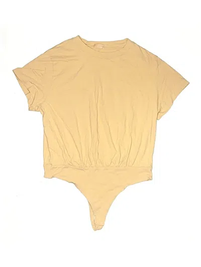 Pre-owned Nuuds Short Sleeve Top Yellow Keyhole Neckline Tops
