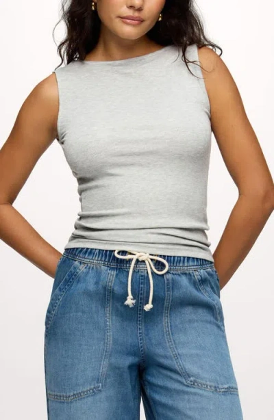 Nuuds Slinky Boat Neck Rib Tank In Gray