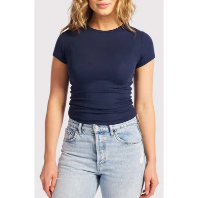 Nuuds Slinky Rib Crewneck T-shirt In Blue