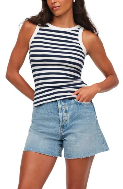 Nuuds Slinky Rib Knit Stretch Modal Jersey Tank In Blue