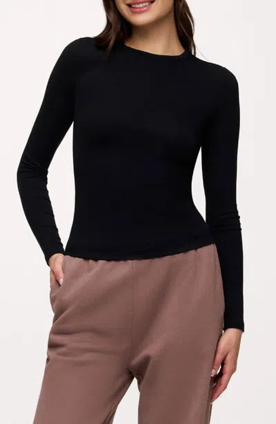 Nuuds Slinky Rib Top In Black