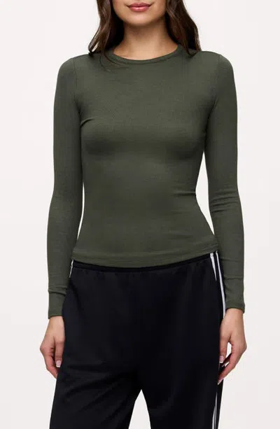 Nuuds Slinky Rib Top In Green