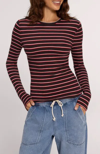 Nuuds Slinky Rib Top In Burgundy