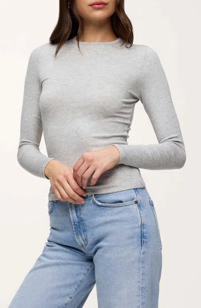 Nuuds Slinky Rib Top In Gray