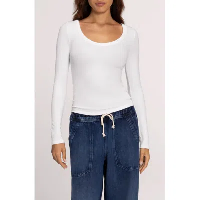 Nuuds Slinky Scoop Neck Rib Top In White