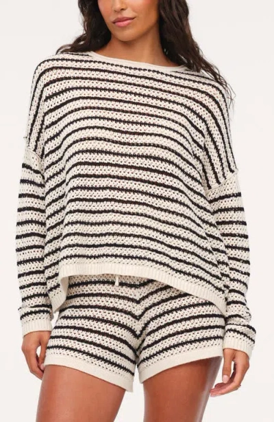 Nuuds Stripe Crochet Sweater In White