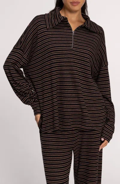 Nuuds Striped Ribbed Quarter Zip Pullover In Multi