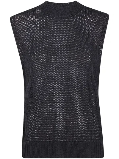 NUUR SLIPOVER WAISTCOAT ROUND NECK SLEEVELESS BY NUUR,B41018 B4109 BLACK