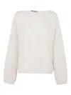 Nuur Long Sleeves Boat Neck Sweater In White