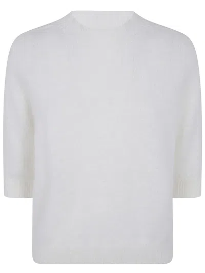 Nuur Boxi Short Sleeves Round Neck Sweater In Beige