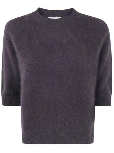 Nuur Boxi Short Sleeves Round Neck Sweater In Brown