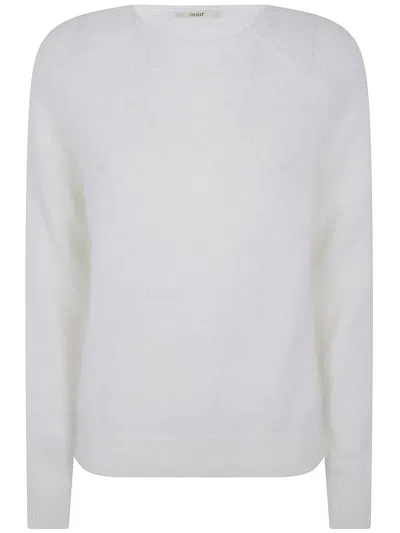 Nuur Boxy Long Sleeves Round Neck Sweater In Beige