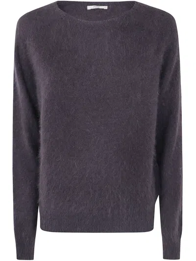 Nuur Boxy Long Sleeves Round Neck Sweater In Purple
