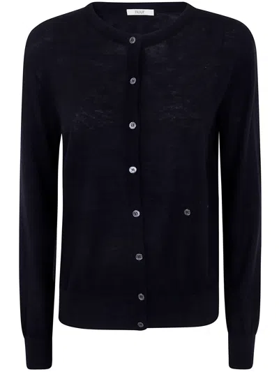Nuur Cardigan Double-breasted Korean Double Breasted Cardigan In Black