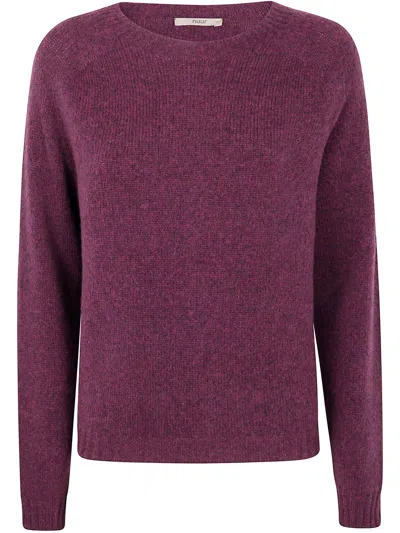 Nuur Comfy Long Sleeves Round Neck Sweater In Burgundy