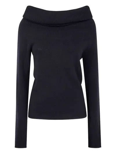 Nuur Long Sleeves Boat Neck Sweater In Burgundy