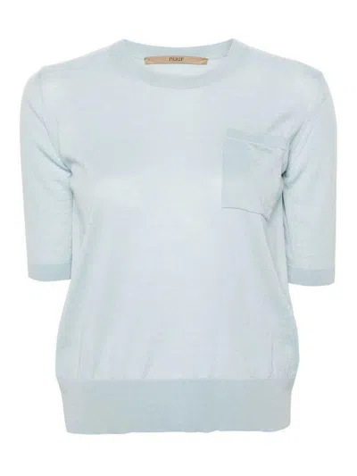 Nuur Short Sleeve Pullover With Pocket In Azul