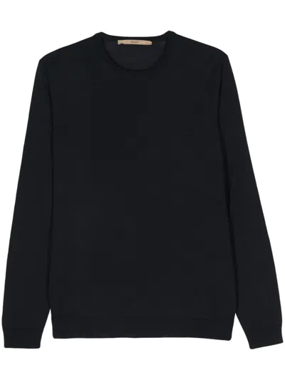 Nuur Long Sleeves Crew Neck Ribbed Sweater In Black