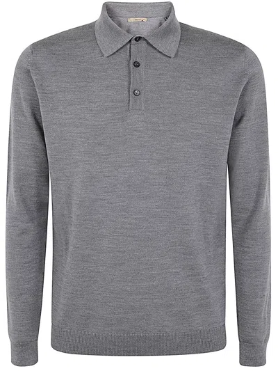 Nuur Long Sleeve Polo In Gray