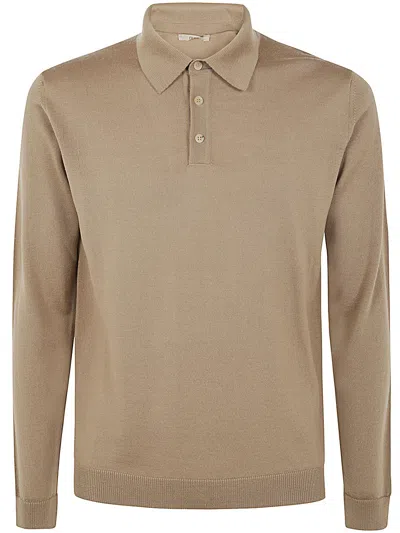 Nuur Long Sleeve Polo In Brown